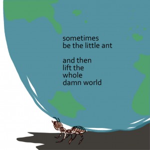 Ameise trägt die Erde.